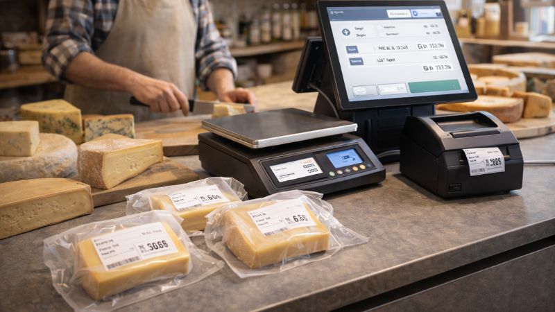 Créer des étiquettes conformes avec DLC, lots et prix au kilo en fromagerie