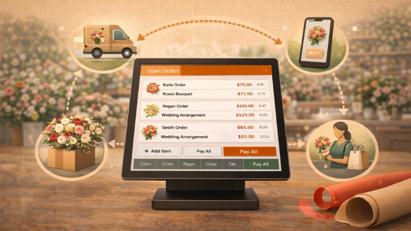Gérer les commandes et livraisons en boutique fleuriste avec une caisse tactile