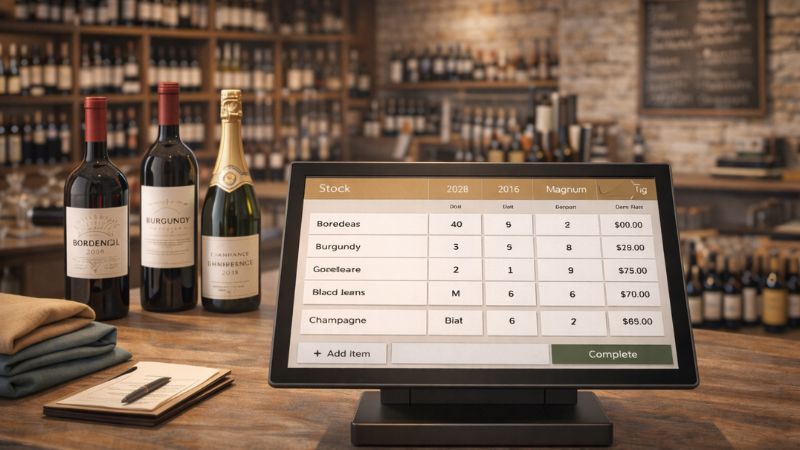 Gestion des millésimes et des stocks de vin grâce à une caisse pour caviste