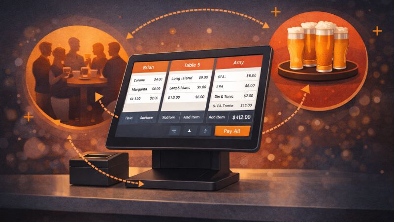Gestion moderne des notes ouvertes dans un bar ou pub