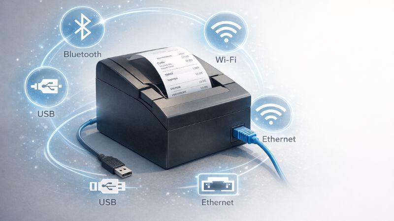 Bien choisir la connectivité de son imprimante de caisse : USB, Bluetooth, Wi-Fi, Ethernet